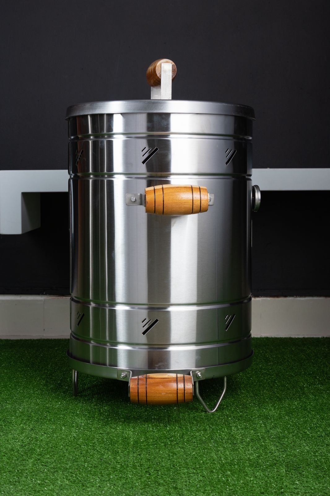 Asador Barril Jumbo en Acero Inoxidable | 50-60 Libras, 90% Menos Humo