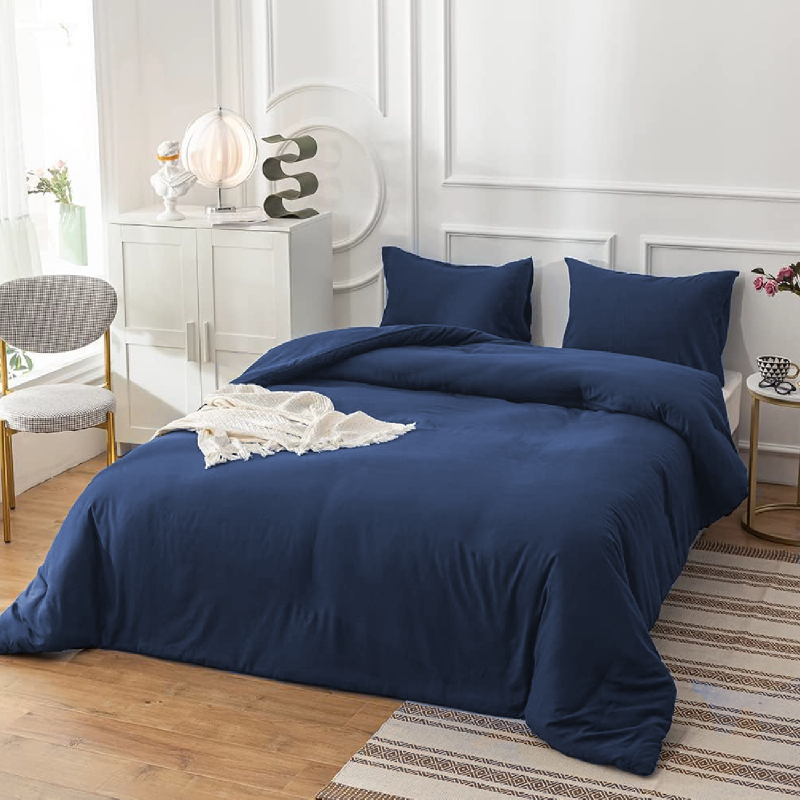 Duvet de Algodón 300 Hilos Azul Queen - Suave, Fresco y Elegante