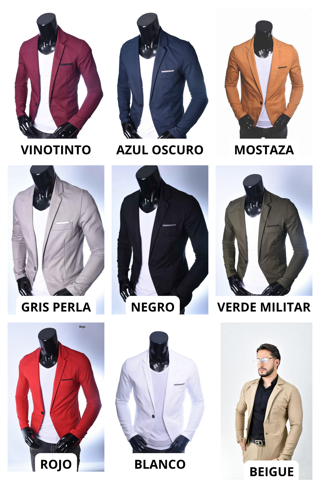 Conjunto Elegante Hombre - Blazer, Camisa, Jeans y Correa de Lujo H105-3