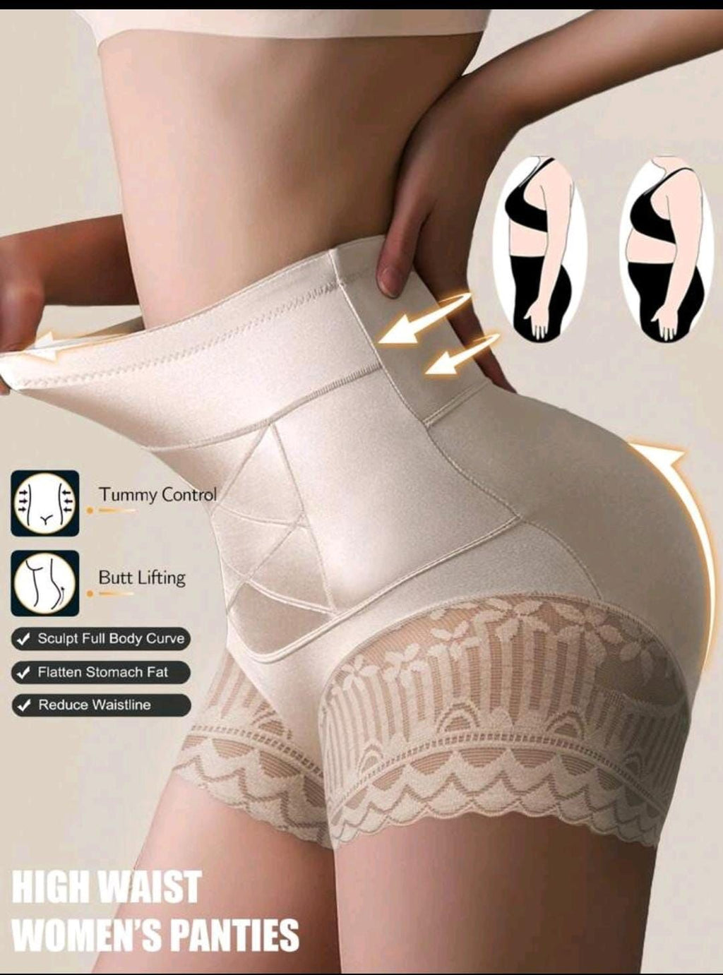 Panty Moldeador Cintura Alta Mujer - Línea Perfecta y Glúteos Realzados