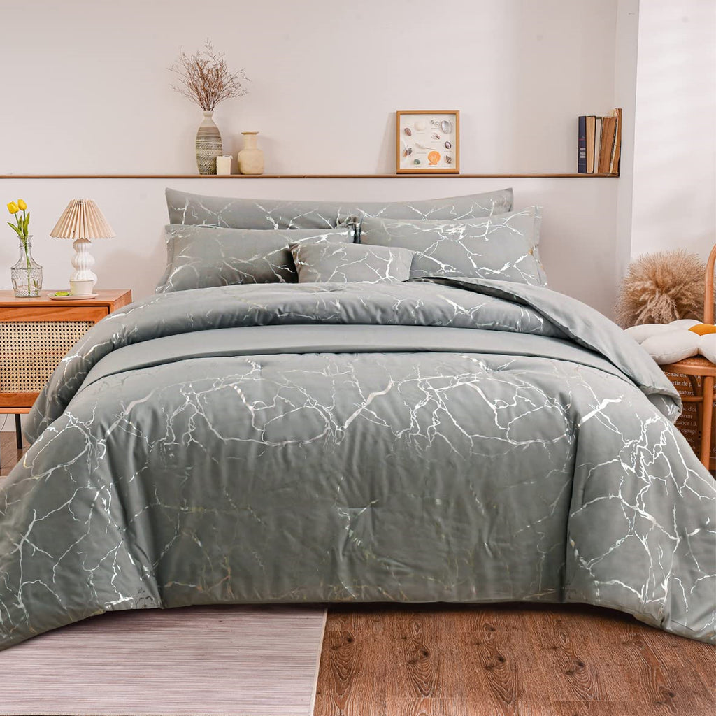 Funda Duvet Línea Gold Doble Plata - Diseño Mármol con Efecto Plateado