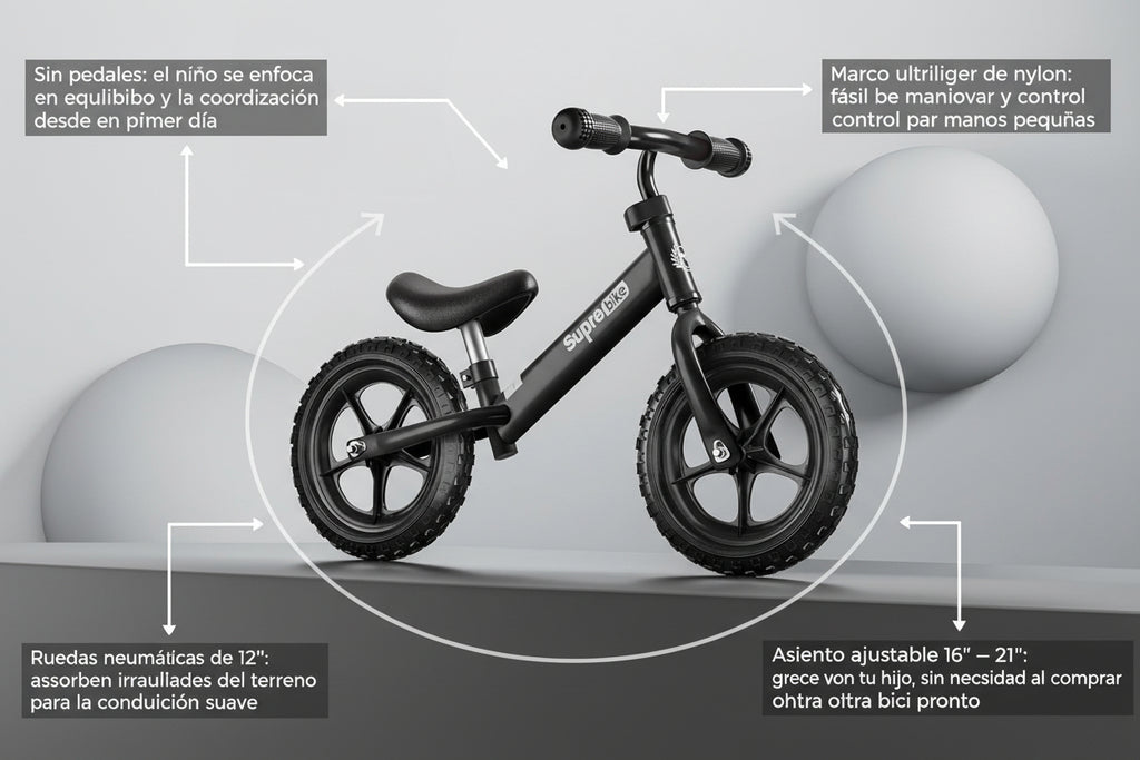 Bicicleta de Equilibrio para Niños 12" | Sin Pedales | 2 a 6 Años