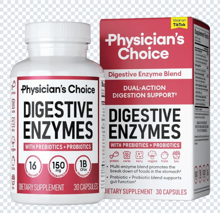 Enzimas Digestivas Physician's Choice — 16 Enzimas + Prebióticos y Probióticos | 30 Cápsulas