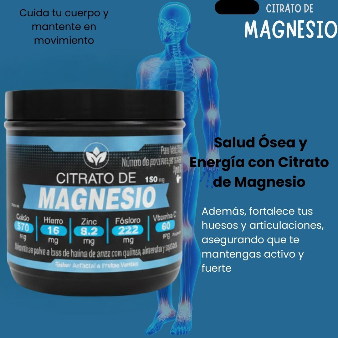 Citrato de Magnesio x60 - Relajación Muscular, Huesos Fuertes y Sistema Nervioso