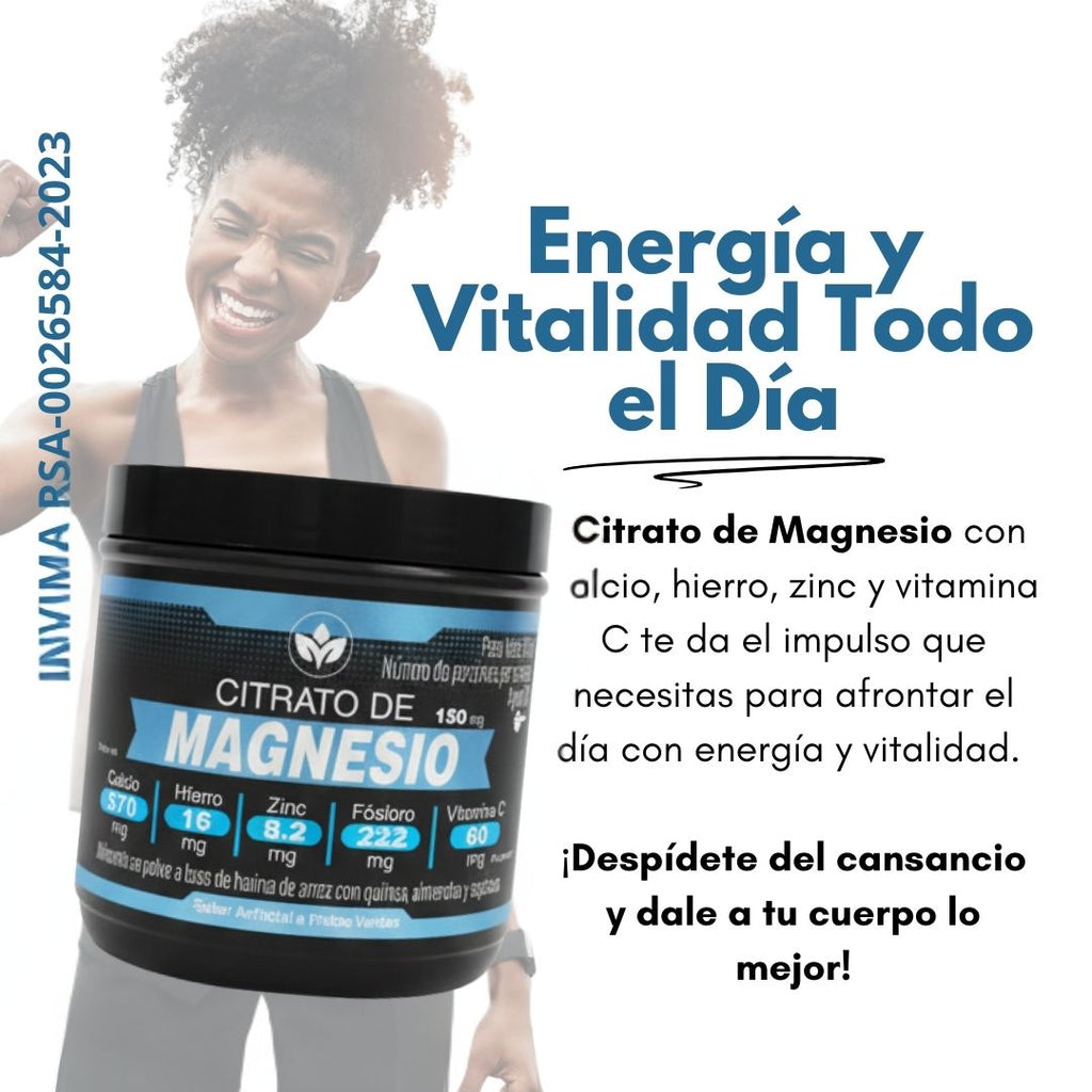 Citrato de Magnesio x60 - Relajación Muscular, Huesos Fuertes y Sistema Nervioso