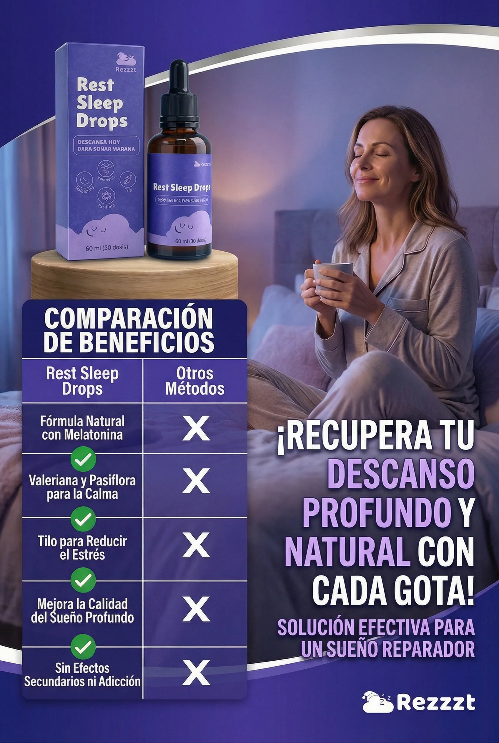 Rest Sleep Drops - Gotas para Dormir con Melatonina, Valeriana, Tila y Pasiflora