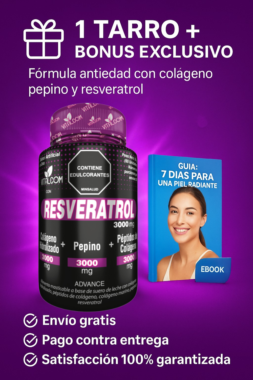 Resveratrol Vitalcom x60 - Antioxidante, Colágeno y Vitaminas para Piel y Bienestar