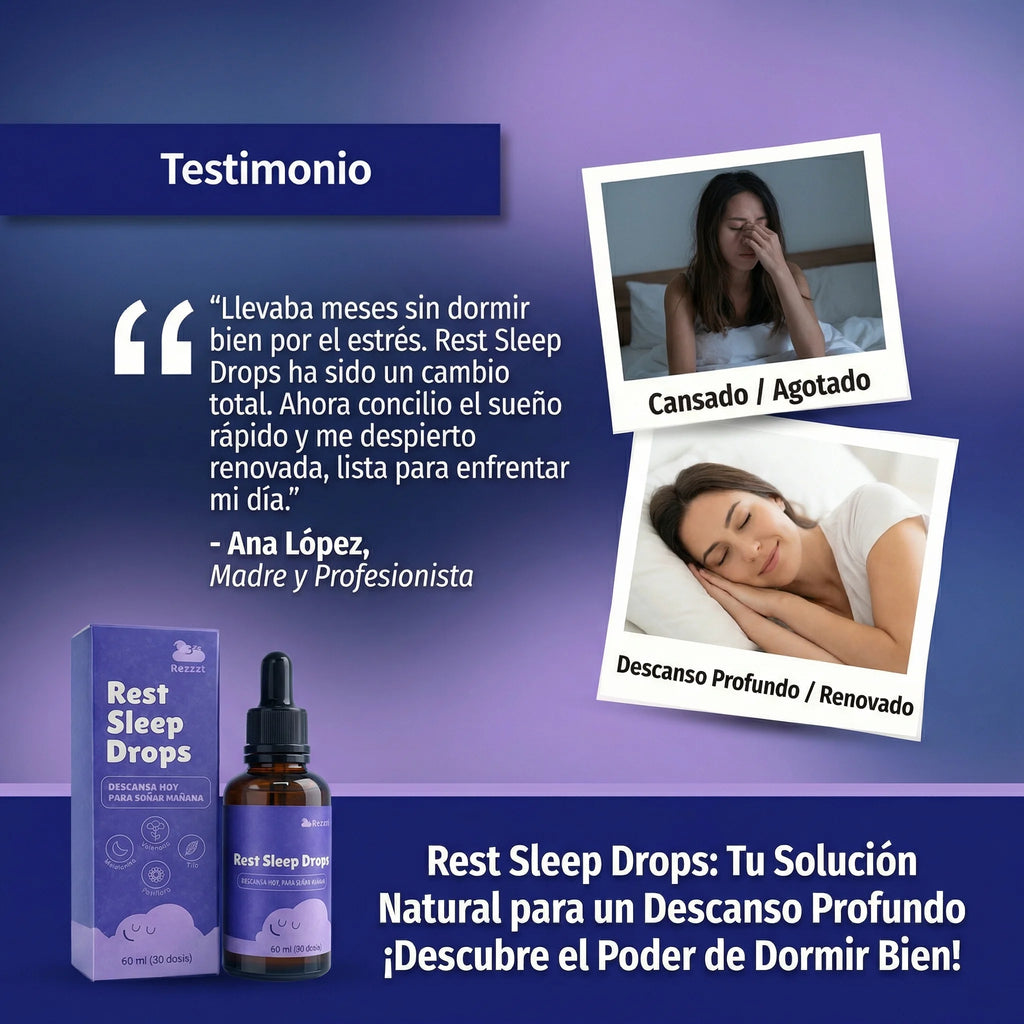 Rest Sleep Drops - Gotas para Dormir con Melatonina, Valeriana, Tila y Pasiflora