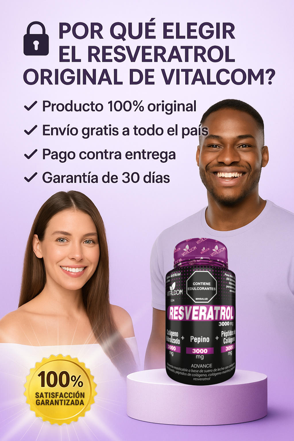 Resveratrol Vitalcom x60 - Antioxidante, Colágeno y Vitaminas para Piel y Bienestar