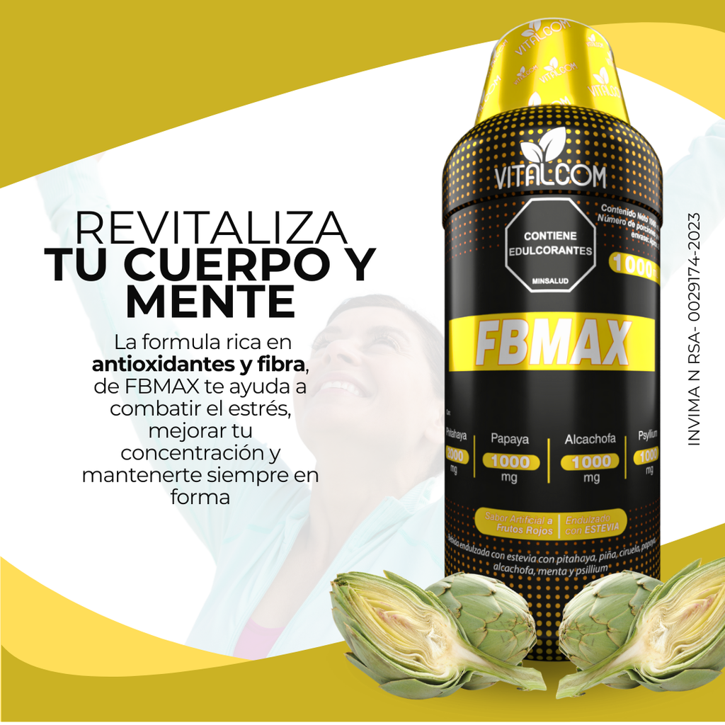 FBMAX 1000ml – Bebida Funcional Digestiva con Papaya, Alcachofa, Pitahaya y Psyllium | Vitalcom