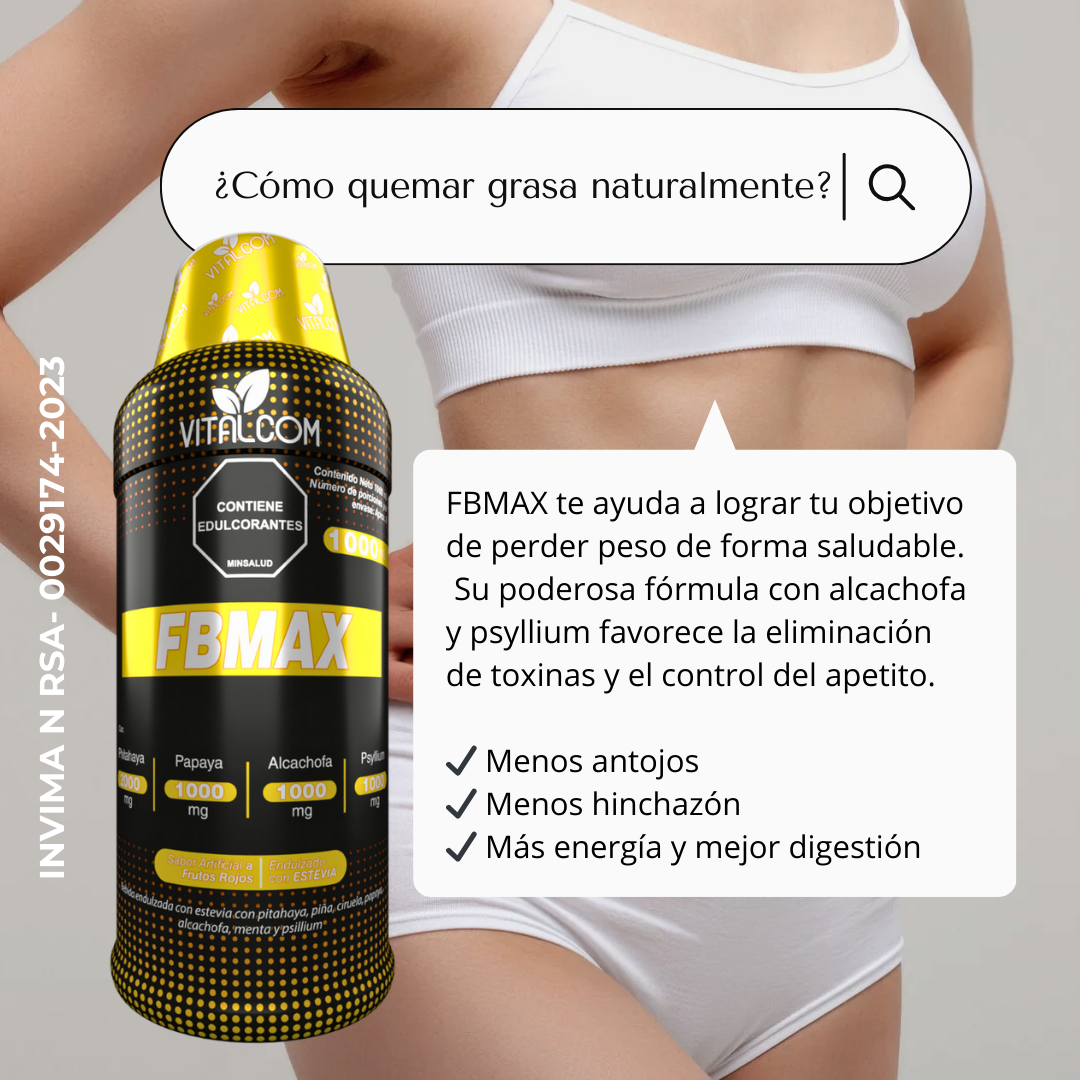 FBMAX 1000ml – Bebida Funcional Digestiva con Papaya, Alcachofa, Pitahaya y Psyllium | Vitalcom