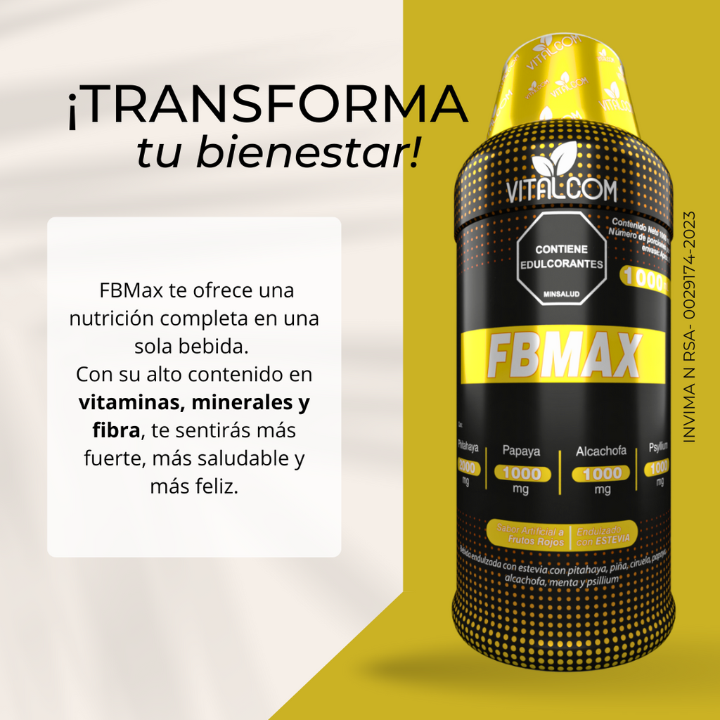 FBMAX 1000ml – Bebida Funcional Digestiva con Papaya, Alcachofa, Pitahaya y Psyllium | Vitalcom