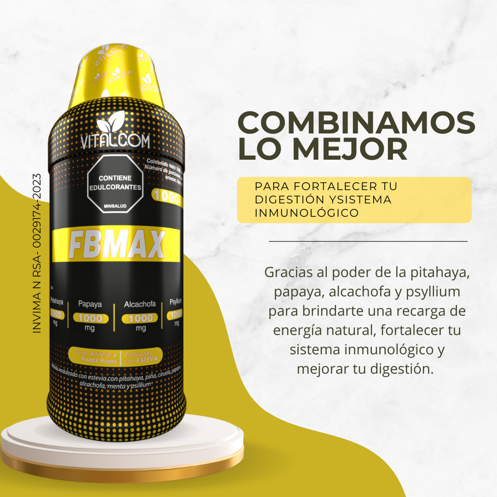 FBMAX 1000ml – Bebida Funcional Digestiva con Papaya, Alcachofa, Pitahaya y Psyllium | Vitalcom