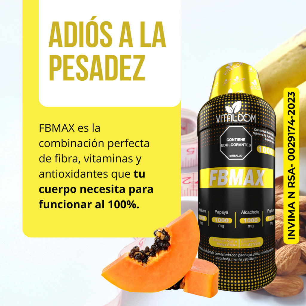 FBMAX 1000ml – Bebida Funcional Digestiva con Papaya, Alcachofa, Pitahaya y Psyllium | Vitalcom