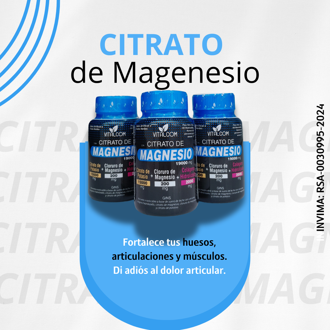 Citrato de Magnesio x60 - Relajación Muscular, Huesos Fuertes y Sistema Nervioso