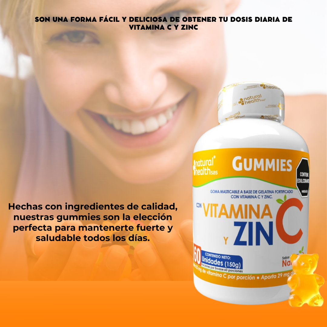 Gummies de Vitamina C y Zinc x60 - Refuerzo Inmunológico Diario
